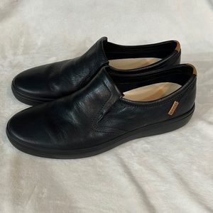 Men’s black leather ECCO loafers-Size 14